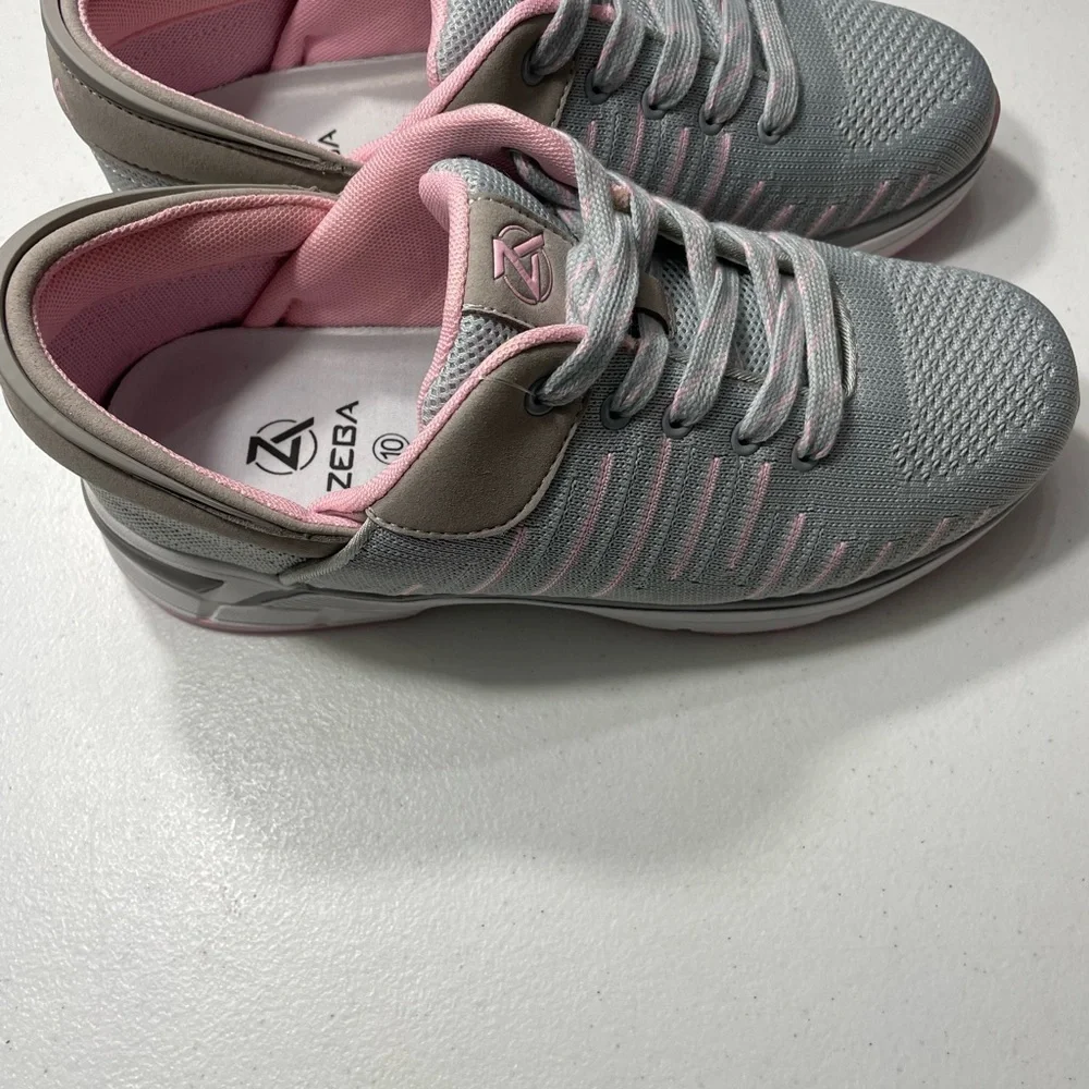 Zeba Gray and Pink Women's Sneakers Size 10 hands free Slipon SB-